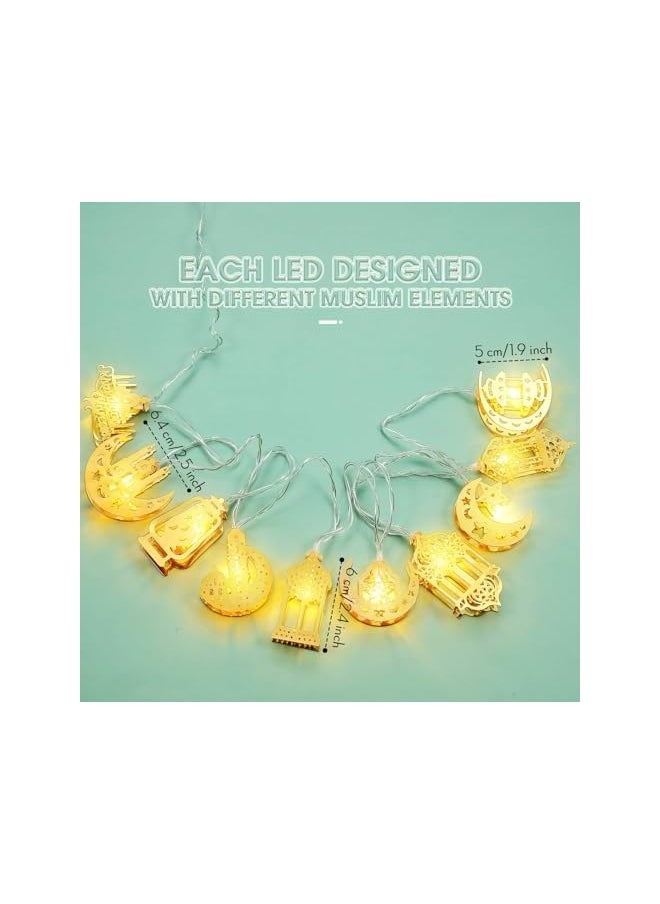 The Bros Eid Al Adha Decorations String Lights, 6.56 Feet 10 LEDs Eid Moon Star Kerosene Lantern Lamp, Battery Operated for Ramadan Outdoor Home Decoration Party Supplies (Warm White Color)  - Image 5