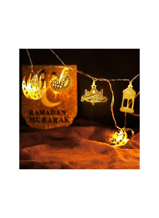 The Bros Eid Al Adha Decorations String Lights, 6.56 Feet 10 LEDs Eid Moon Star Kerosene Lantern Lamp, Battery Operated for Ramadan Outdoor Home Decoration Party Supplies (Warm White Color)  - Image 4
