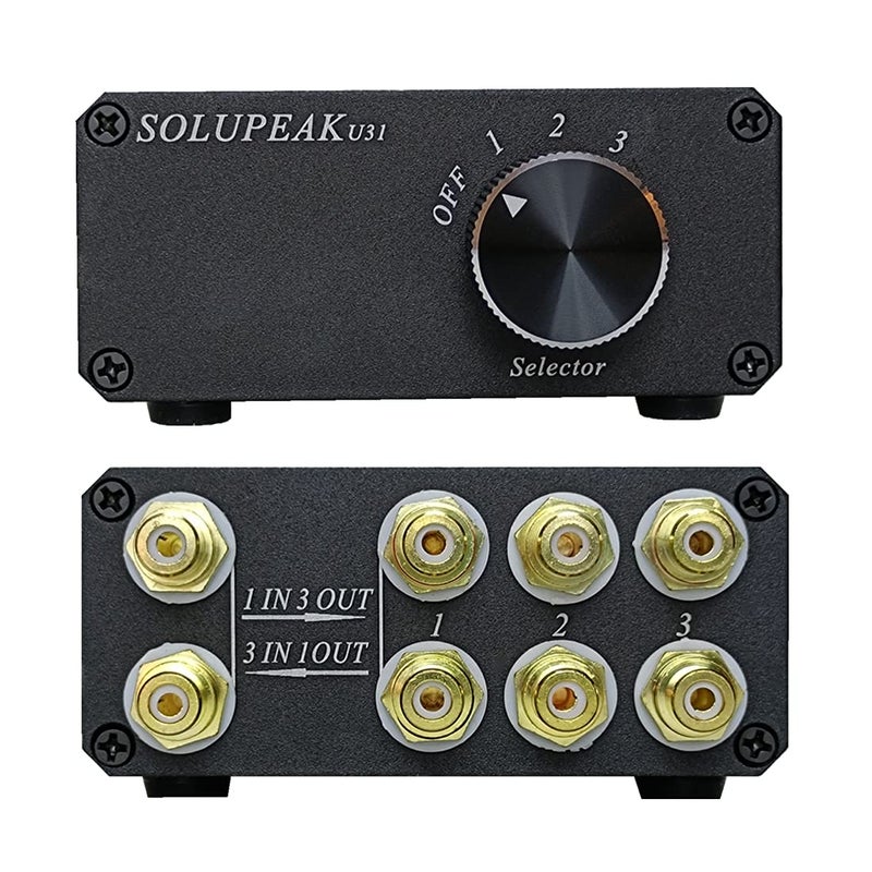 SOLUPEAK U31 Premium RCA Switch Box, 3 in 1 Out Audio Switch, Stereo Switch Box with Signal Lossless, Sturdy Aluminum case Strong Anti-Interference, Compact Connector Distributor RCA Splitter Boxes - Image 5