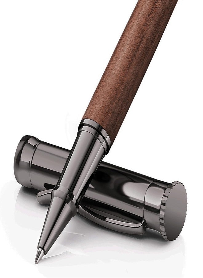 WEMATE Wood Rollerball Pen Set, Extra 2 Ink Refills(1 Black & 1 Blue), Fancy Writing Pen Nice Luxury Office Gift for Men, Professional and Executive, Cool Wooden Pen for Journaling - Bubinga - Image 1