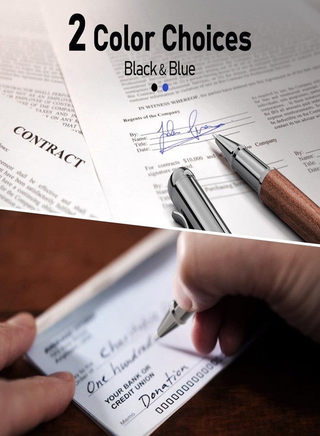 WEMATE Wood Rollerball Pen Set, Extra 2 Ink Refills(1 Black & 1 Blue), Fancy Writing Pen Nice Luxury Office Gift for Men, Professional and Executive, Cool Wooden Pen for Journaling - Bubinga - Image 5
