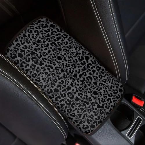 Dreaweet Black Leopard Print Car Center Console Cover Cheetah Print Car Accessories for Women Arm Rest Cover for SUV Sedan NonSlip Comfortable Car Armrest Cover PadEasy to Install - Image 1