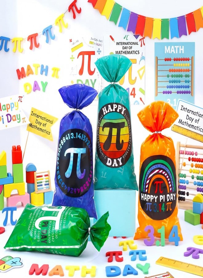 جلينمال أكياس هدايا جلينمال، 100 قطعة، ليوم باي، مزودة برباطات، أكياس سيلوفان لتوزيعات حفلات الرياضيات ليوم باي، أكياس حلوى رياضية مقاس 10.8 × 5 بوصة، مناسبة لفعاليات الصف الدراسي والمدرسية في 14 مارس - Image 3