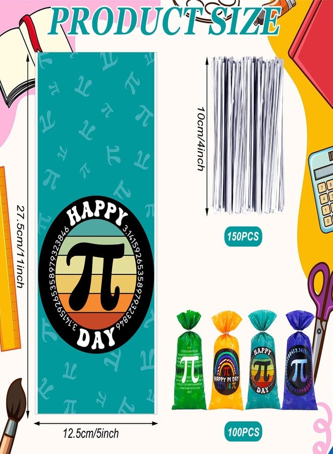 جلينمال أكياس هدايا جلينمال، 100 قطعة، ليوم باي، مزودة برباطات، أكياس سيلوفان لتوزيعات حفلات الرياضيات ليوم باي، أكياس حلوى رياضية مقاس 10.8 × 5 بوصة، مناسبة لفعاليات الصف الدراسي والمدرسية في 14 مارس - Image 2
