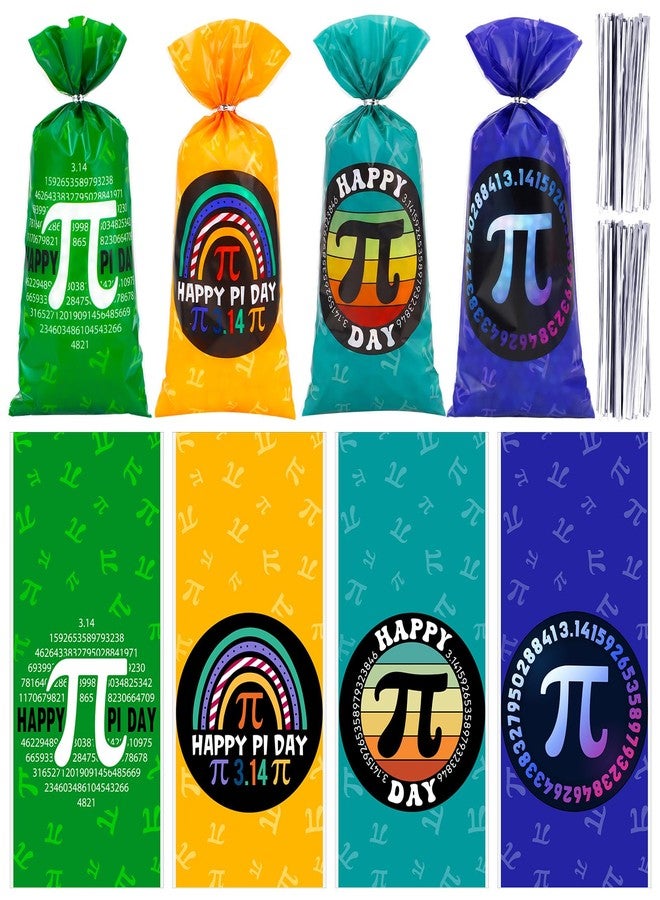 جلينمال أكياس هدايا جلينمال، 100 قطعة، ليوم باي، مزودة برباطات، أكياس سيلوفان لتوزيعات حفلات الرياضيات ليوم باي، أكياس حلوى رياضية مقاس 10.8 × 5 بوصة، مناسبة لفعاليات الصف الدراسي والمدرسية في 14 مارس - Image 1