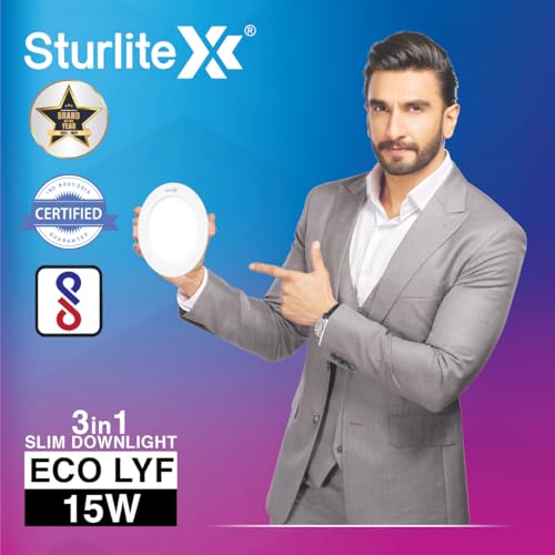 Sturlite Eco LYF 15W (3 in1) Round LED Downlight| Warm, Neutral & Cool White Color Temperature| 1200 Lumens with CRI Tech for Various Ceiling Types and Rooms (Round, Pack of 1) - Image 2