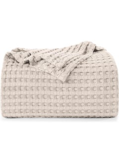 Utopia Bedding Utopia Bedding Cotton Waffle Blanket 300 GSM (Khaki - 90x90 Inches) Soft Lightweight Breathable Bed Blanket Queen Size Layering Any Bed for All Season  - Image 1