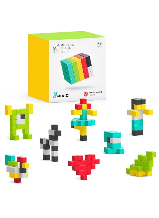 PIXIO100 Magnetic Blocks  Pixel Art Building Toys  Open Ended Toys  Geek Gifts  Geek Toys  Display Desk Toys for Office for Adults  Tiny Toys Magnet Blocks