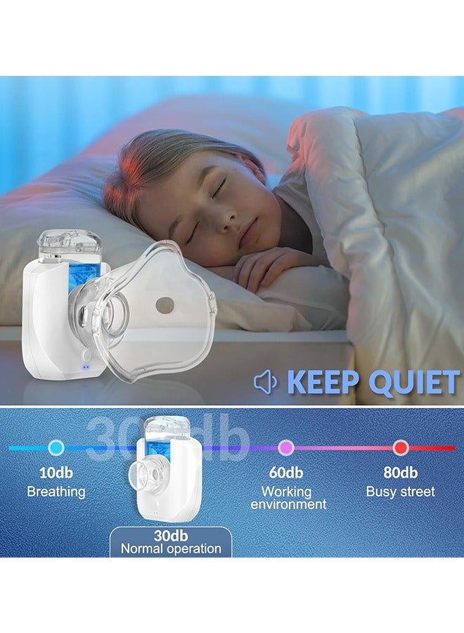 Generic Portable Nebulizer, Rechargeable Mnin Nebulizer Machine With 2 Masks, Operates And Ultrasonic Mesh Nebulizer To Relieve Allergies, Asthma And Breathing Problems, With USB Connection And Two Masks  - Image 4