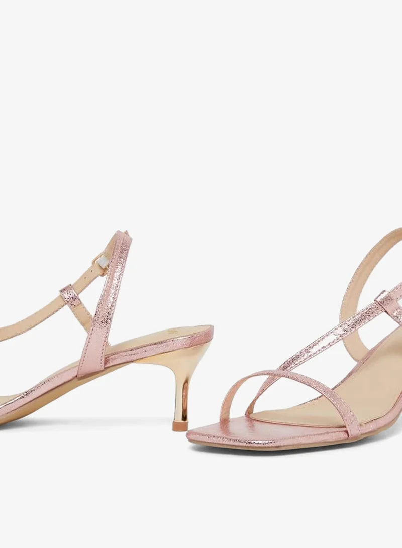 Styli Pink Metallic Strappy Sandals