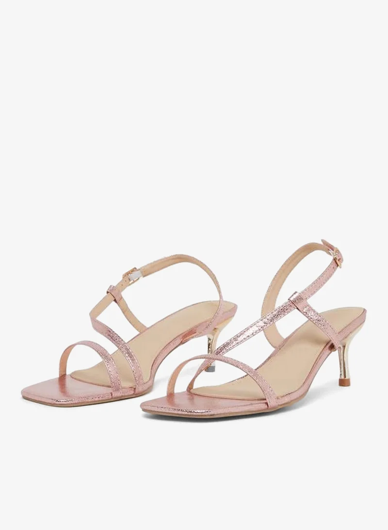 Styli Pink Metallic Strappy Sandals