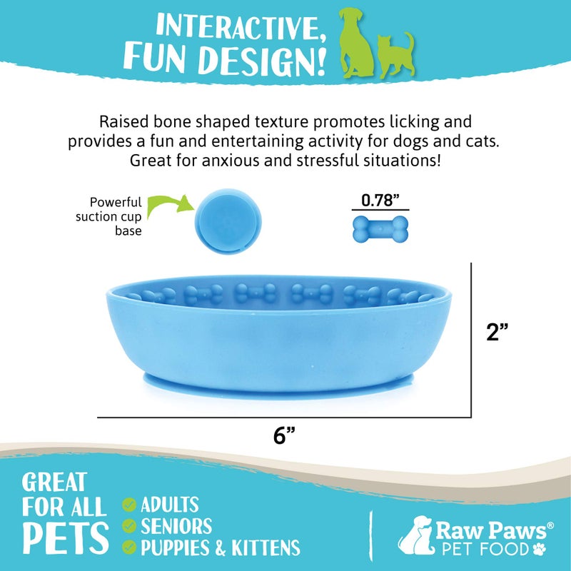 Raw Paws Licking Mat Bowl - Bathing, Shower & Grooming Distraction Mat for Dogs with Suction - Boredom & Anxiety Reducer - Great for Yogurt, or Peanut Butter - Fun Alternative Dog Slow Feeder Bowl - Image 3