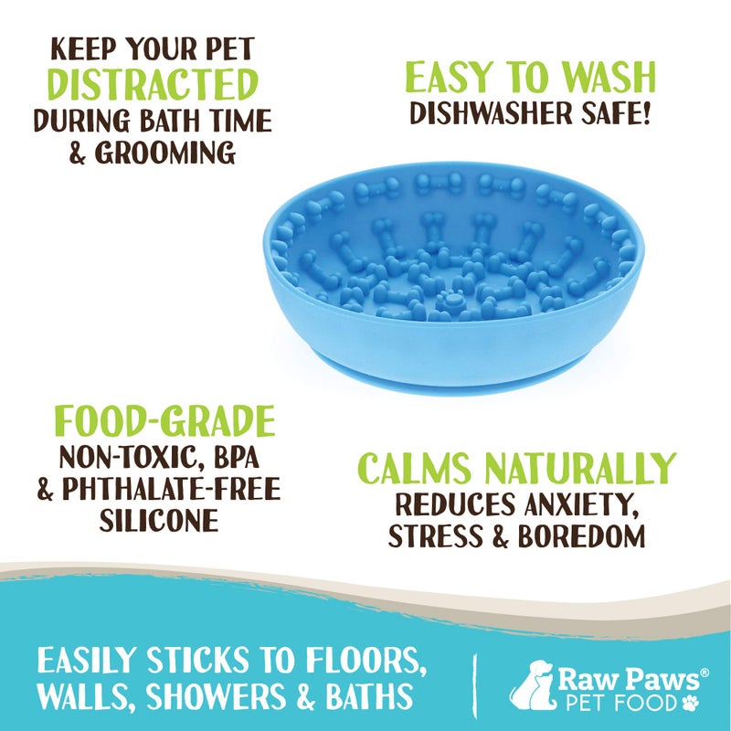 Raw Paws Licking Mat Bowl - Bathing, Shower & Grooming Distraction Mat for Dogs with Suction - Boredom & Anxiety Reducer - Great for Yogurt, or Peanut Butter - Fun Alternative Dog Slow Feeder Bowl - Image 2