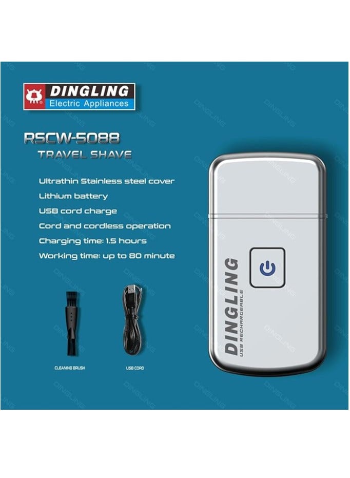 DINGLING Men's Electric Travel Shaver and Beard Trimmer Cordless Clipper USB Rechargeable - Image 4