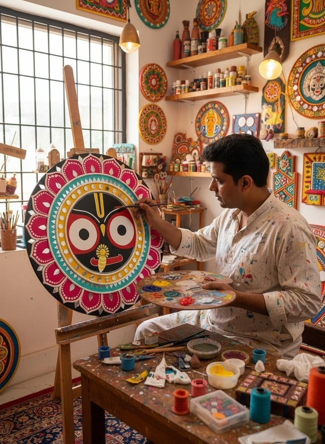 Decordial 8inches shrinathji lippan Art Materials DIY kit with 2 pcs 8 inches lippan MDF Board Gold Decorative Mirrors lippan Art kit for Kids Adults wall Decoration for Home Decor - Image 5