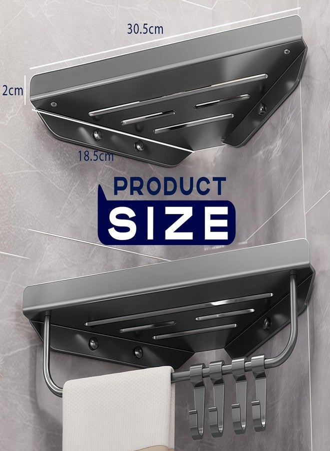 JAMESVAN 2 Pack Shower Corner Shelf,Bathroom Shower Organizer Corner Shower Caddies with 4 Hooks,Rust Proof Corner Shower Caddy, Grey - Image 2