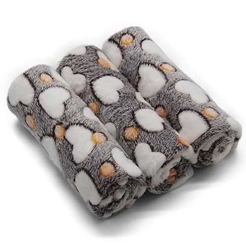 SORKUT 1 Pack 3 Puppy Blankets Super Soft Warm Sleep Mat Grey Cute Print Blanket Fluffy Fleece Pet Blanket Flannel Throw Dog Blankets for Small Dogs Puppy Dogs Fluffy CatsLoveSmall23x15 - Image 1