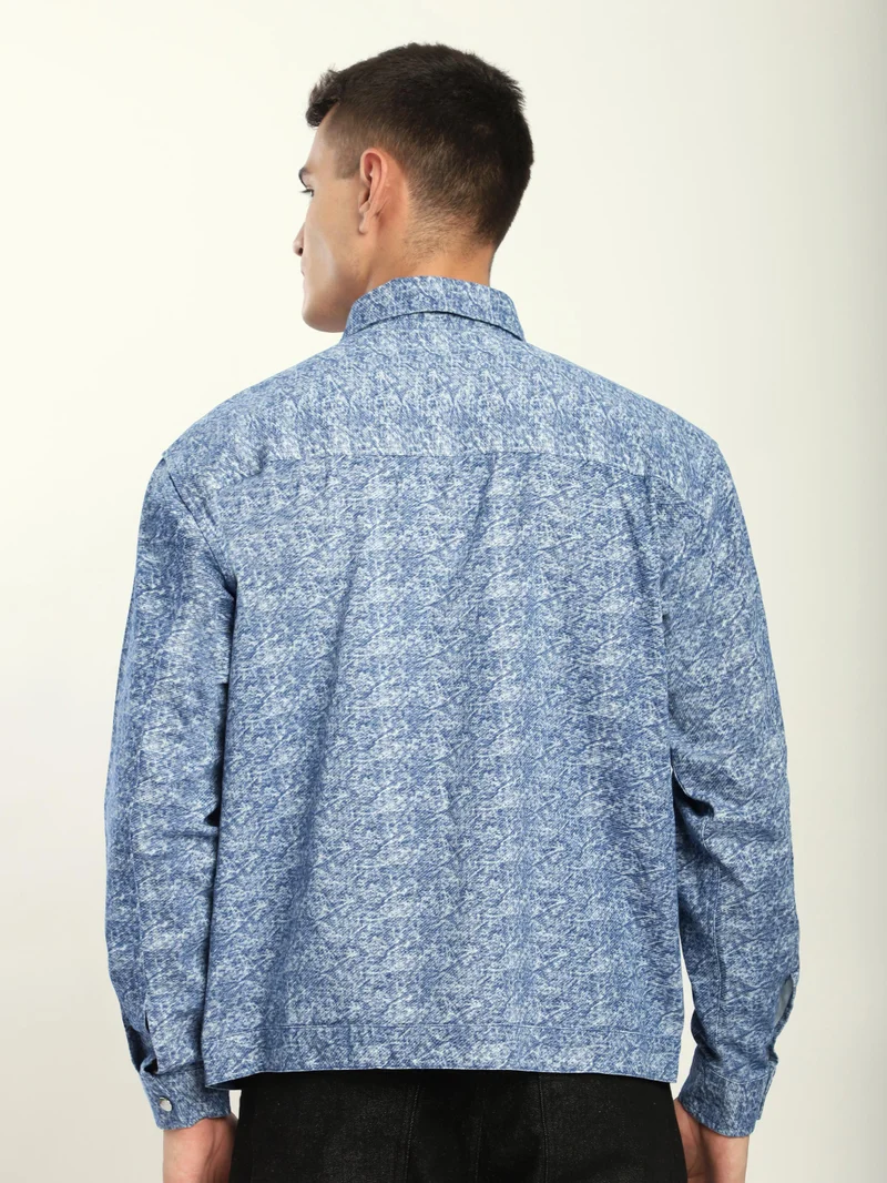 Beyoung Airforce Blue Color Blast Shacket