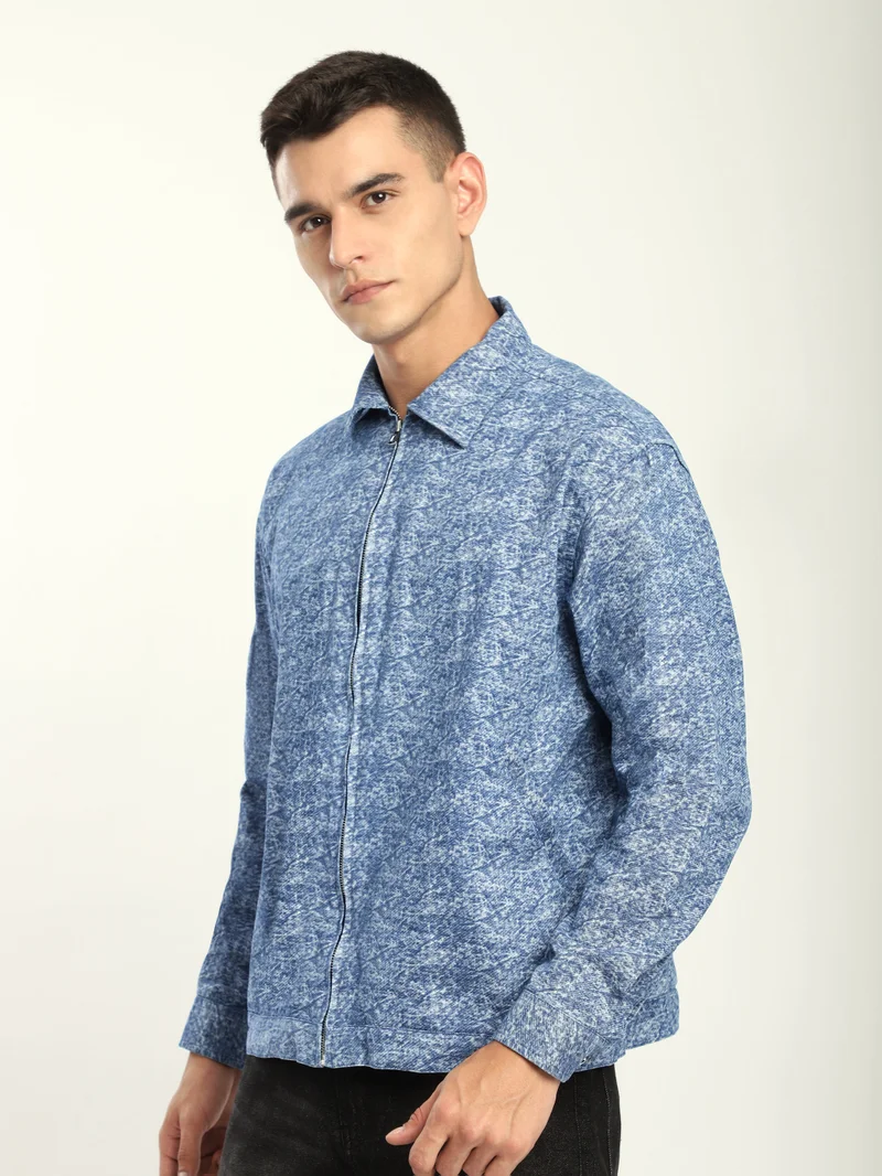 Beyoung Airforce Blue Color Blast Shacket