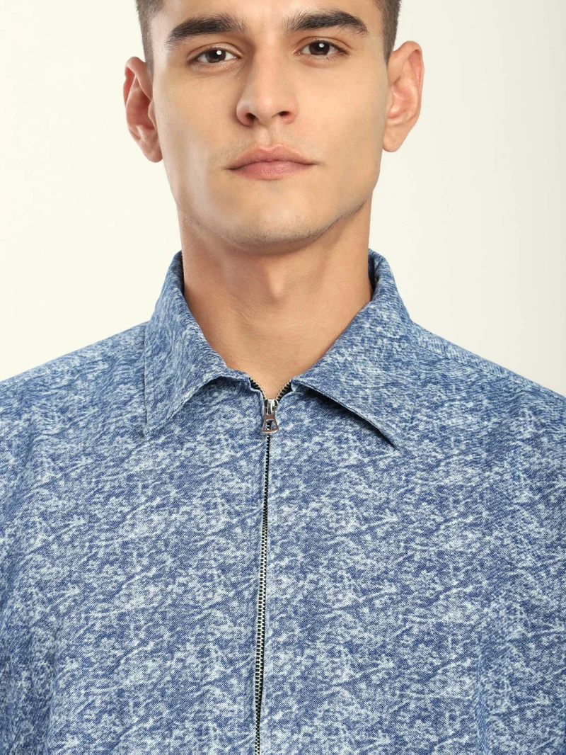 Beyoung Airforce Blue Color Blast Shacket