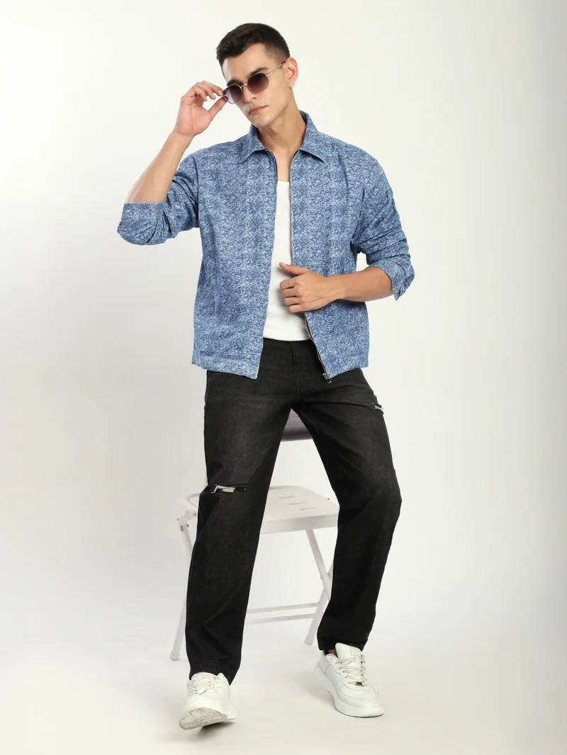 بيونغ Airforce Blue Color Blast Shacket