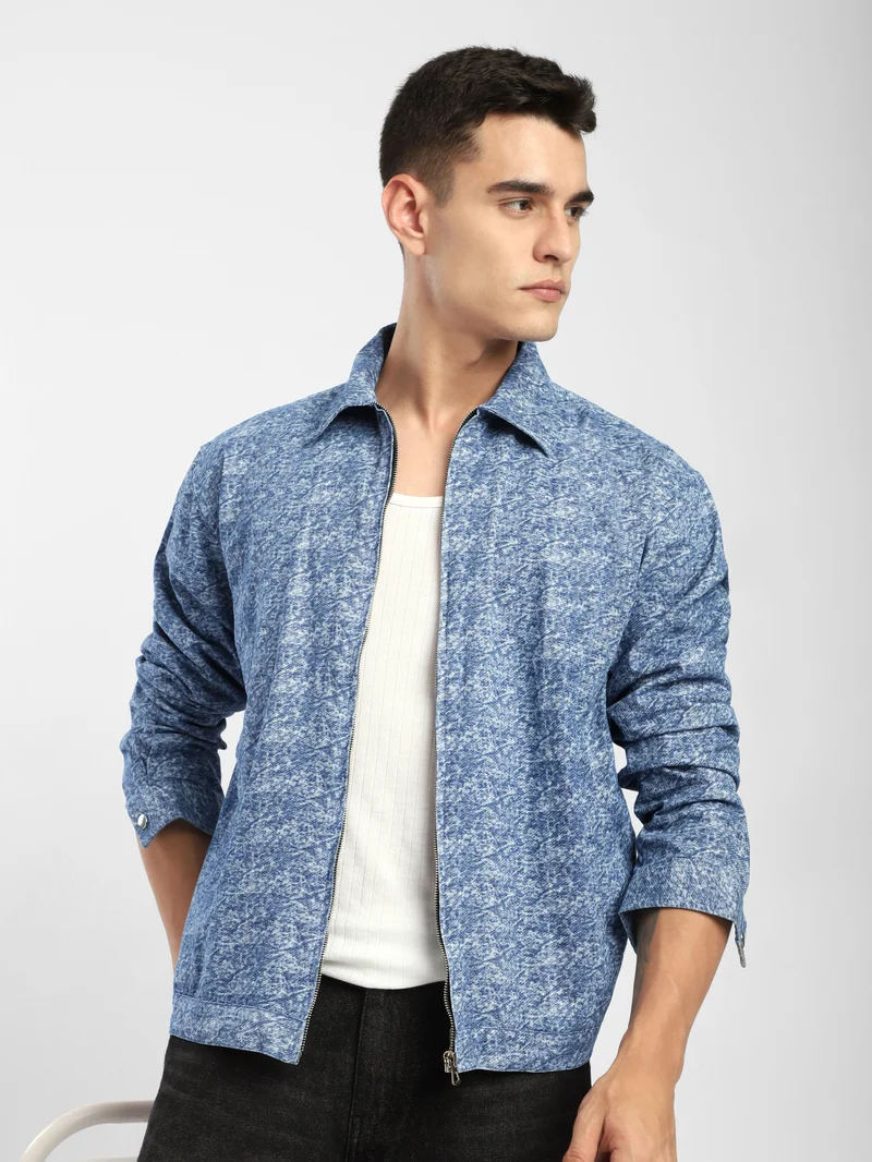 بيونغ Airforce Blue Color Blast Shacket