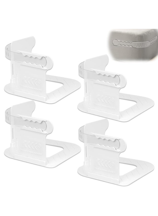 4 Pieces Bed Sheet Holder Set with Lock, Heavy Duty Non-Slip Bed Sheet Clips Fasteners,Bed Sheet Holders Fixing Corner Tightener Clips for All Size Mattress, Blankets, Bedding (Grey)  - Image 1