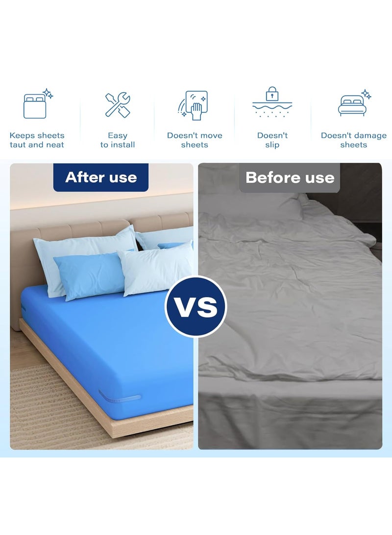 4 Pieces Bed Sheet Holder Set with Lock, Heavy Duty Non-Slip Bed Sheet Clips Fasteners,Bed Sheet Holders Fixing Corner Tightener Clips for All Size Mattress, Blankets, Bedding (Grey)  - Image 4