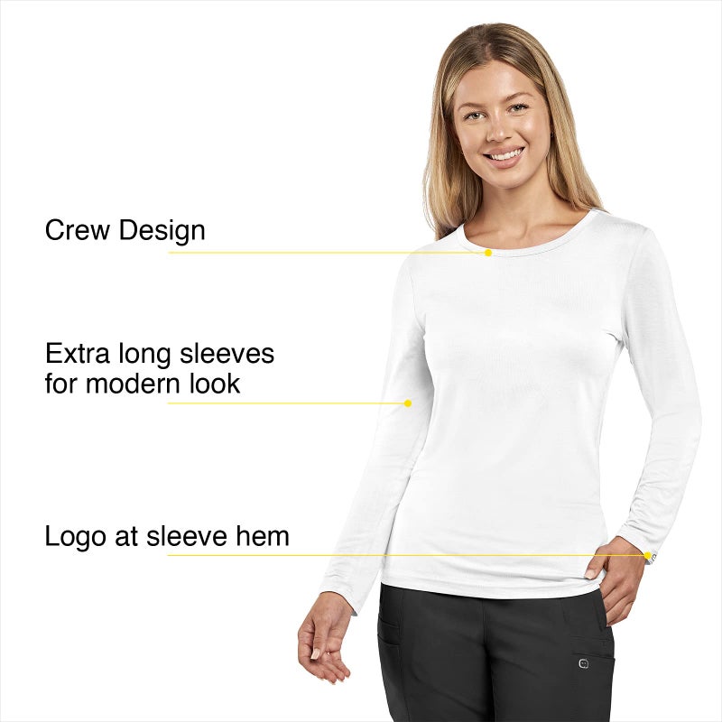 Wink Layers Scrubs for Women, Long Sleeve Silky Tee - Image 5
