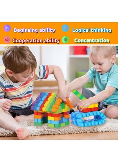 RAINBOW TOYFROG Building Blocks Toys For Toddlers-Educational Development Stem Toys-Safe Skill Building Toys For Boys&Girls - Set Of 74Pcs With Alphabet &Umber Stickers - Included Storage Bag  - Image 4