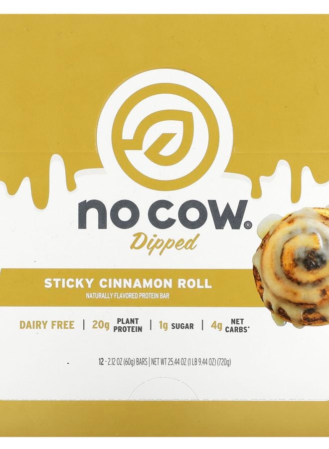 Dipped Protein Bar Sticky Cinnamon Roll 12 Bars 2.12 oz (60 g) Each