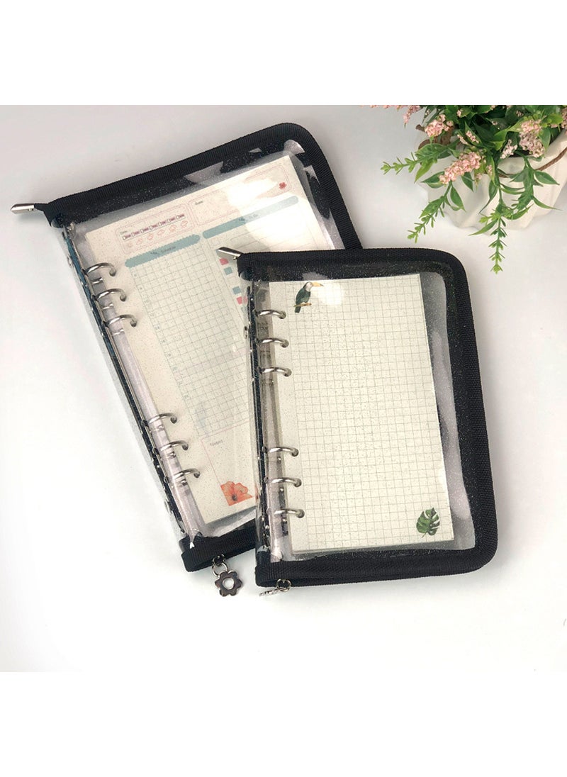 Generic South Korea ins style transparent zipper 6-hole loose-leaf clip notebook detachable a5a6 star-chasing album Color Journal Book  - Image 3