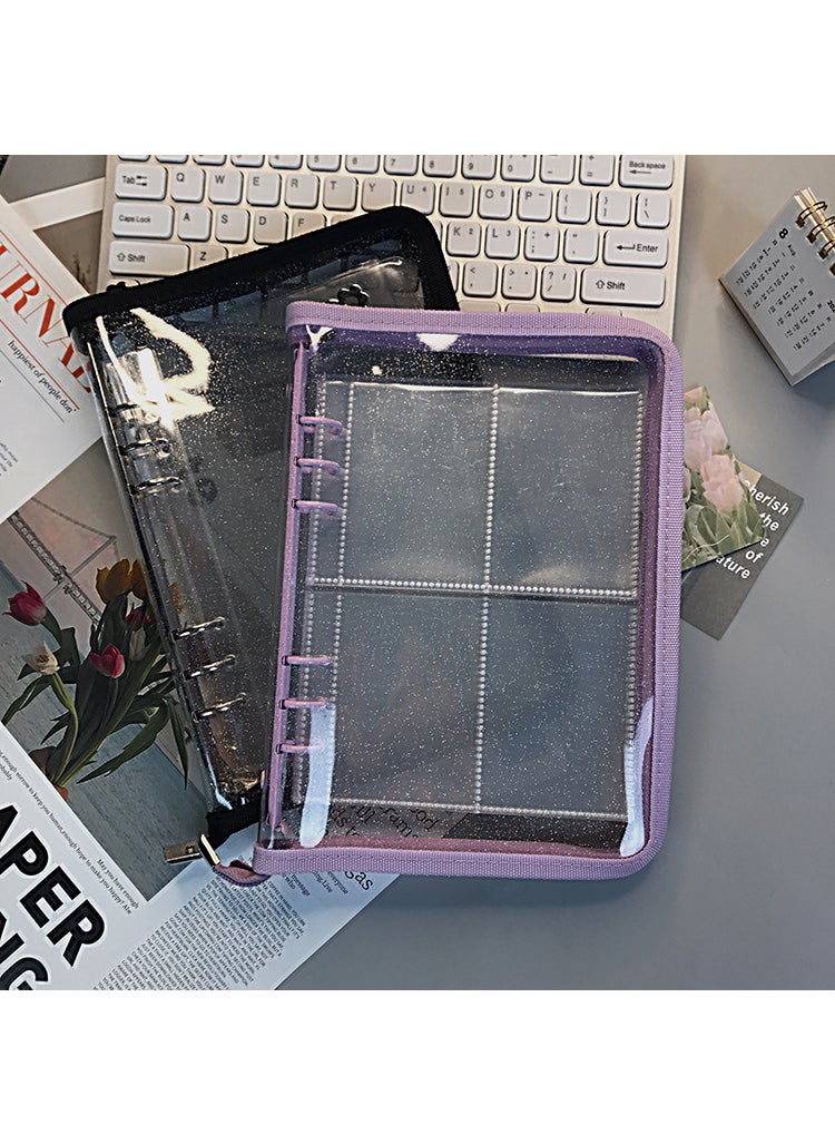 Generic South Korea ins style transparent zipper 6-hole loose-leaf clip notebook detachable a5a6 star-chasing album Color Journal Book  - Image 2