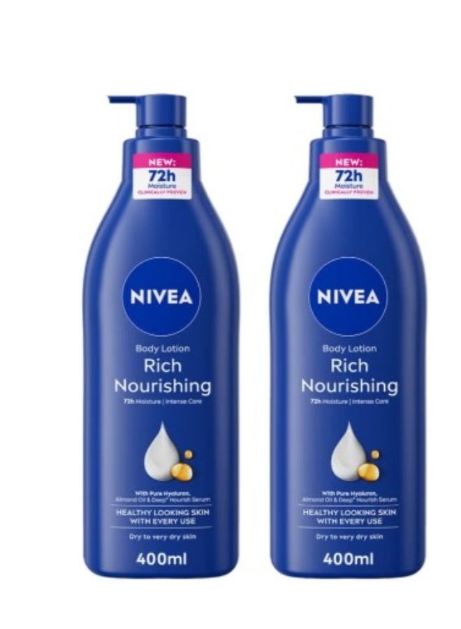 نيفيا لوشن نيفيا المغذي للجسم بزيت اللوز 2 × 400 مل – ترطيب عميق للبشرة الجافة - Image 1