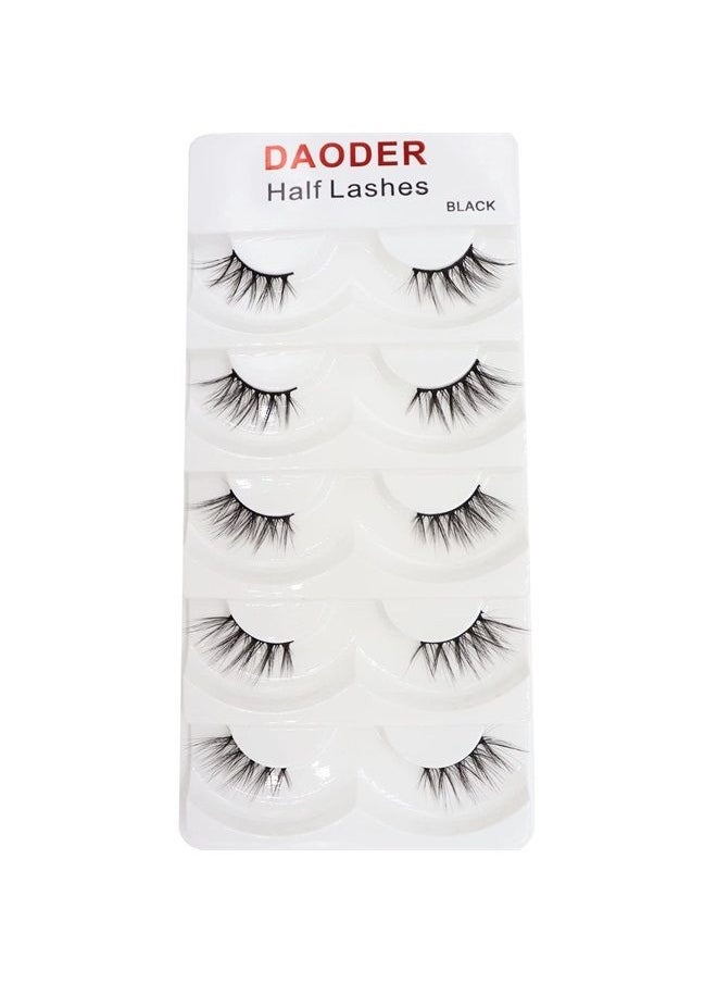 DAODER False Eyelashes Half Lashes Wispy Cat Eye Faux 3D Mink Lashes Natural Look Soft Handmade Wispies 7-15mm Eye Lashes For Eye Makeup 5 Pairs (Half Lashes 04)  - Image 1