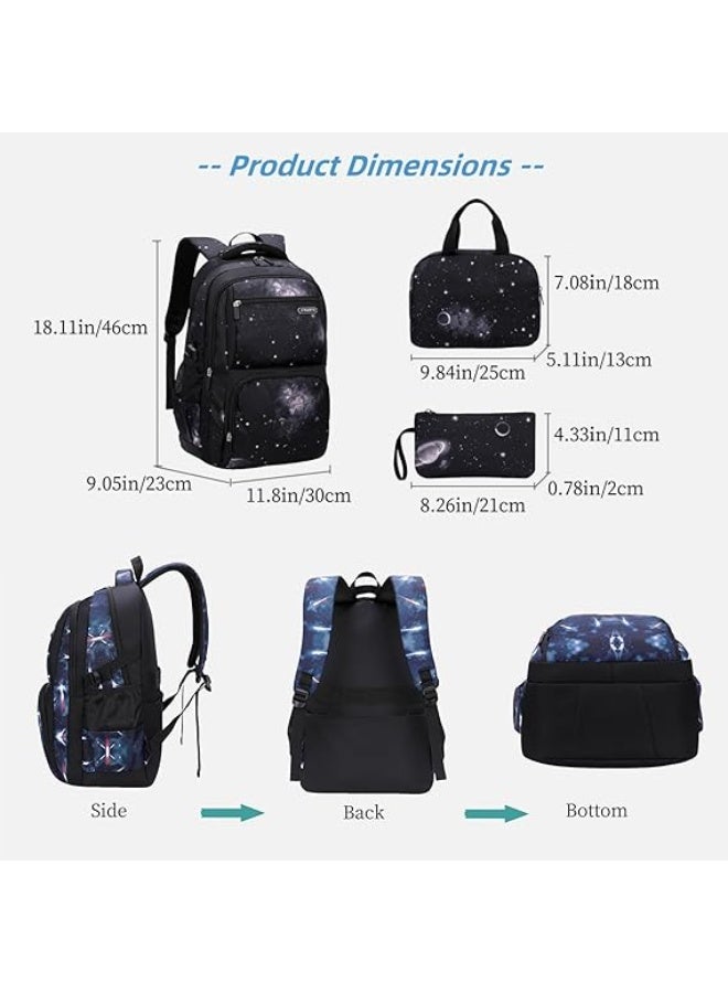 ZIRANYU Lightweight Kids Backpack for Boys Girls, School Backpack with Matching Lunch Box, Space Galaxy Book Bag for Preschool Kindergarten Elementary School - Image 4