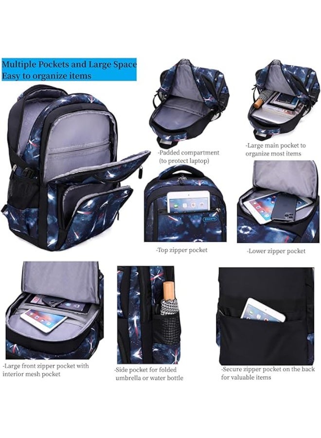ZIRANYU Lightweight Kids Backpack for Boys Girls, School Backpack with Matching Lunch Box, Space Galaxy Book Bag for Preschool Kindergarten Elementary School - Image 5