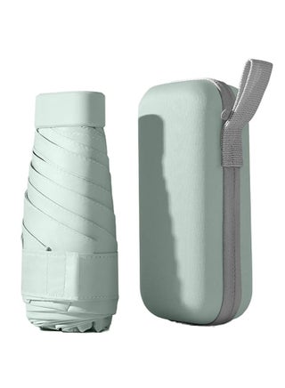 Mini Umbrella for Wallet, UPF 50+ UV Protection - Small Travel Lightweight Umbrella for Rain and Sun - 5 Fold Umbrella, Women's, Kids, Mint Green