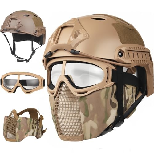 VPZenar Tactical Helmet,Airsoft Mesh Mask and Googles,Fast PJ Helmet Accessories for Mens Protective Gear - Image 1