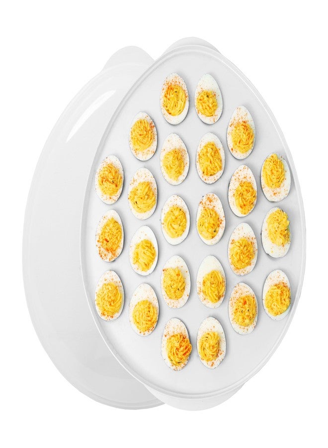 KOLORAE Reusable Deviled Egg Tray Carrier Serving Platter with Lid, Holds 2 Dozen Eggs, Great for Parties, Celebration Entertaining, Easter - Image 1