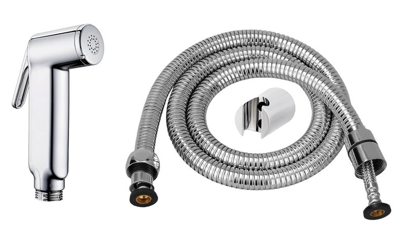 MHS High Pressure Jet Spray for Toilet | Health Faucet Set with Hand Shower Gun & 1M SS Hose Pipe | Bathroom Toilet Jet Spray for Hygiene Cleaning | Toilet Gun for Western Toilet (Hector Abs) - Image 1