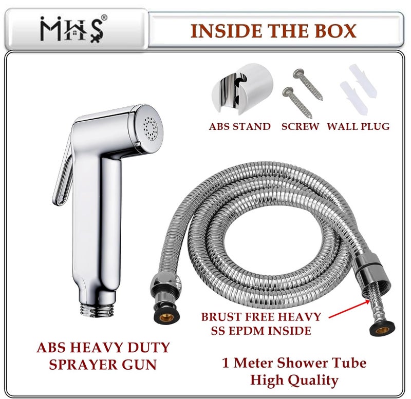 MHS High Pressure Jet Spray for Toilet | Health Faucet Set with Hand Shower Gun & 1M SS Hose Pipe | Bathroom Toilet Jet Spray for Hygiene Cleaning | Toilet Gun for Western Toilet (Hector Abs) - Image 5