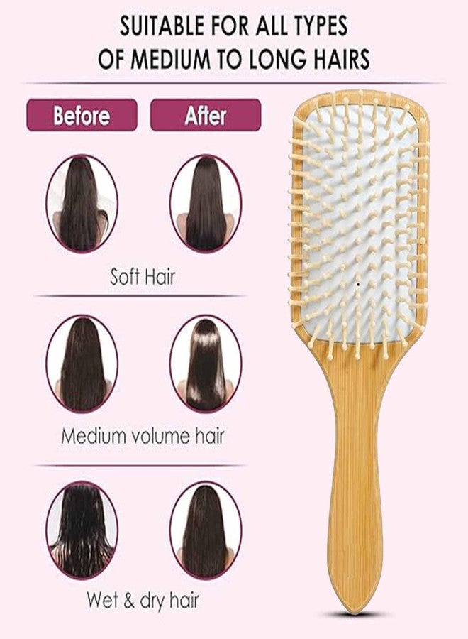 Oilanic Wooden Paddle Hair Brush for Women and Men (Pack of 2, 9 Inches, Brown & White)|Paddle Comb for Curly Hair Scalp Massage Paddle Comb Wooden Paddle Hair Comb Brush Plastic Bristles Hair Brush| - Image 5