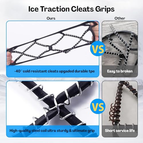 TecoKart® Crampons for Hiking Boots – Durable Spikes for Shoes & Snow Trekking Shoes, Anti-Slip Ice Grips for Snow Shoes for Women & Men, Snow Traction Cleats for Outdoor Climbing and Winter Walking - Image 4