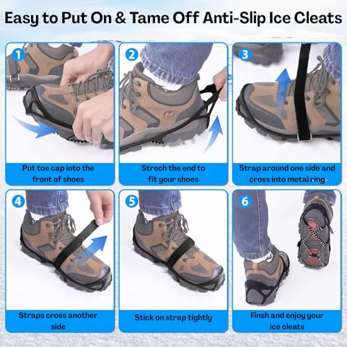 TecoKart® Crampons for Hiking Boots – Durable Spikes for Shoes & Snow Trekking Shoes, Anti-Slip Ice Grips for Snow Shoes for Women & Men, Snow Traction Cleats for Outdoor Climbing and Winter Walking - Image 5