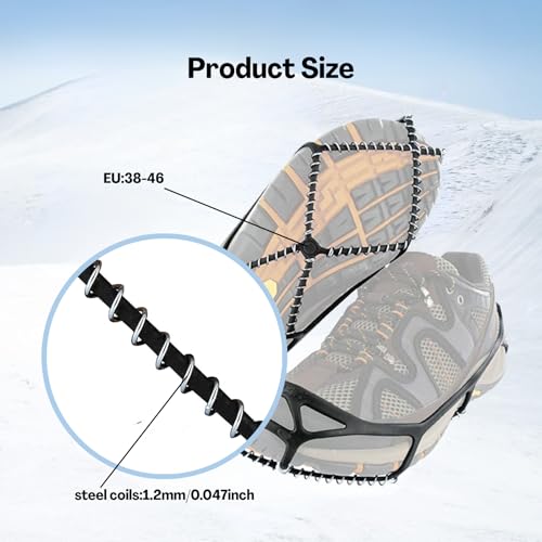 TecoKart® Crampons for Hiking Boots – Durable Spikes for Shoes & Snow Trekking Shoes, Anti-Slip Ice Grips for Snow Shoes for Women & Men, Snow Traction Cleats for Outdoor Climbing and Winter Walking - Image 2
