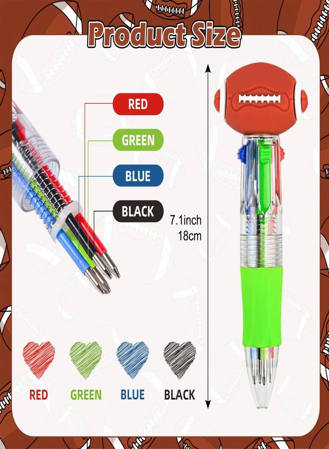 LiYiQ 12 Pcs Football Multicolor Pen in One Cartoon Cute Fun 4-in-1 Cute Pens Bulk Kawaii Football Shape Cool Ballpoint Pens for Kids Fun Gifts - Image 2