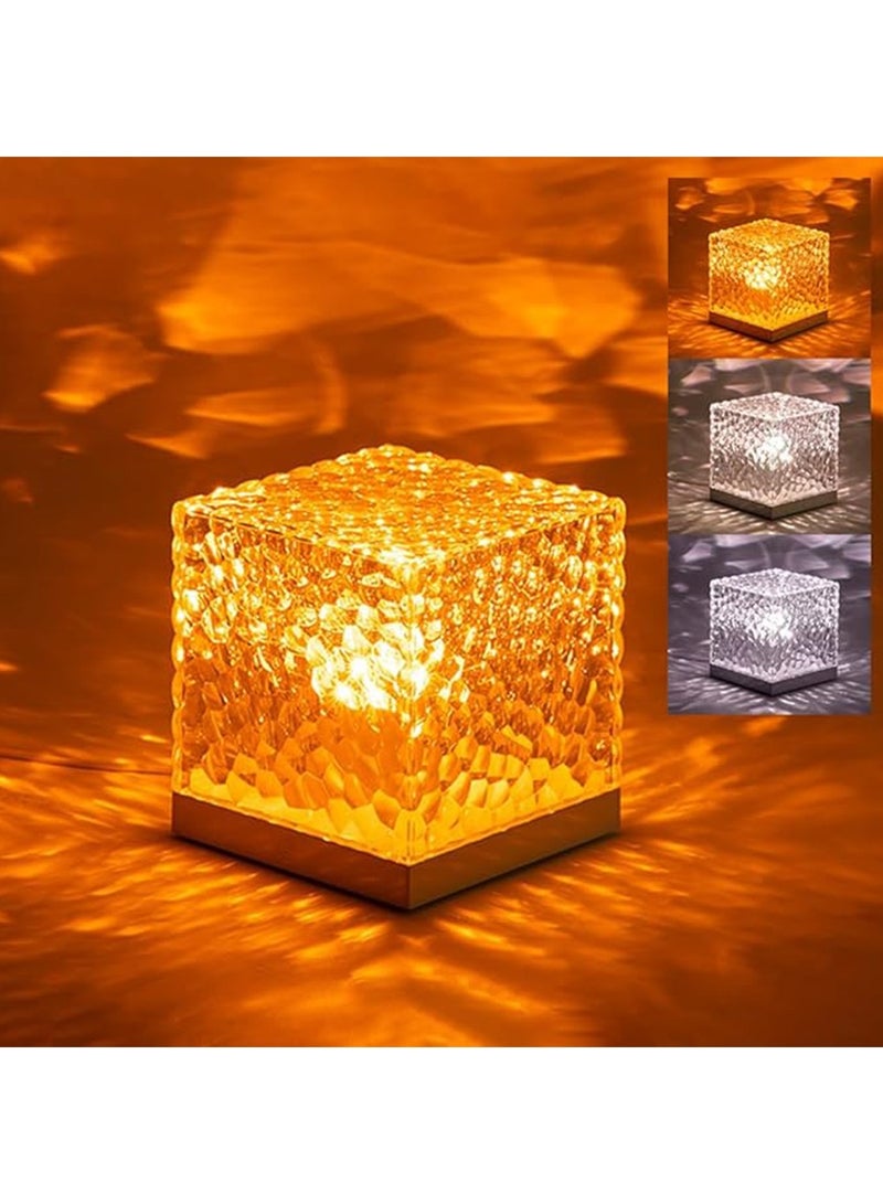 Water Ripple Night Light,Northern Lights Projector with USB Charging Port,3 Colors Changing Water Wave Lamp,Creative Bedside Flame Atmosphere Light Romantic Table Lamp Gift Starry Sky Projection Light - Image 1