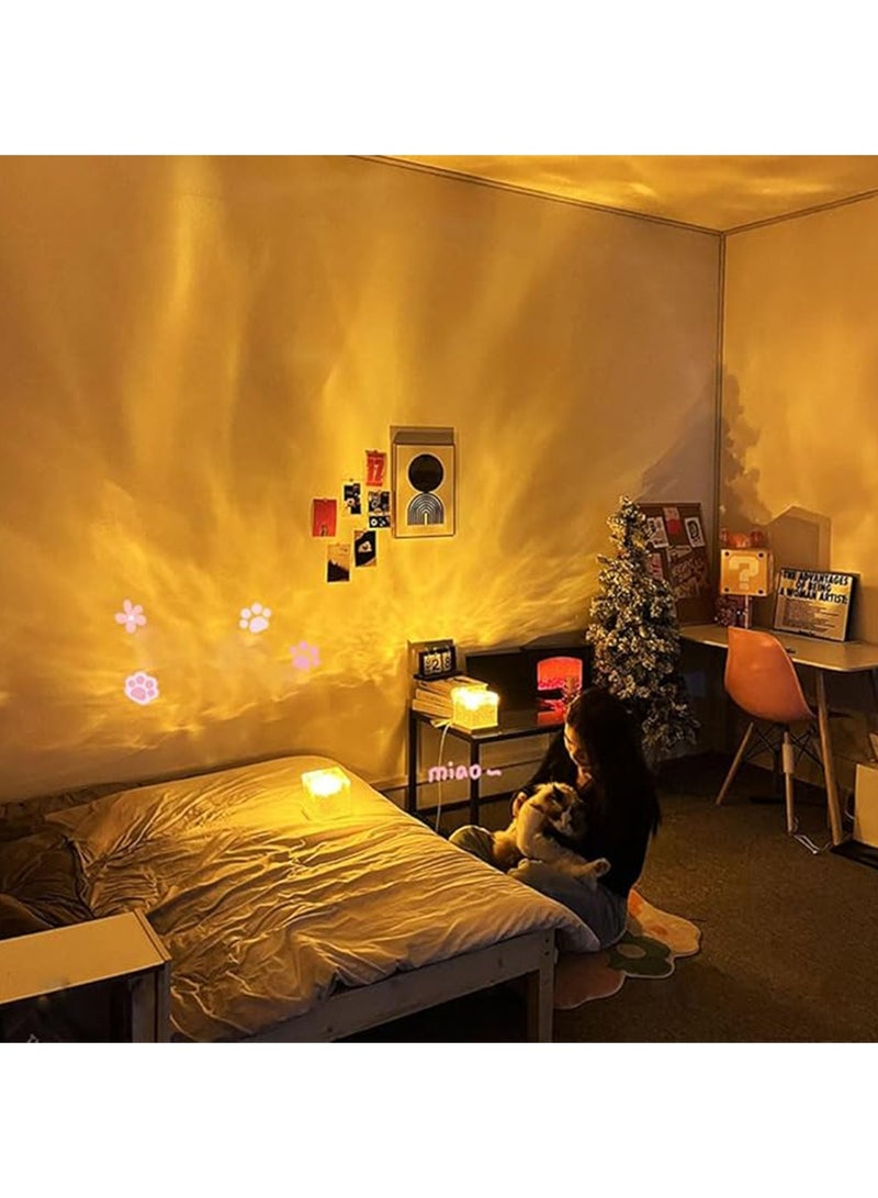 Water Ripple Night Light,Northern Lights Projector with USB Charging Port,3 Colors Changing Water Wave Lamp,Creative Bedside Flame Atmosphere Light Romantic Table Lamp Gift Starry Sky Projection Light - Image 3