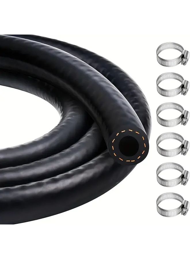8mm Fuel Hose Kit With 6 Clamps For Lawnmower Car Tractor Small Engine Gas Line - Image 1